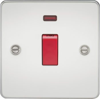 Knightsbridge Flat Plate Polished Chrome 45A DP Switch with Neon (Single Plate)