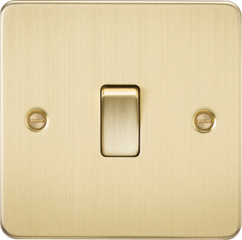 Knightsbridge Flat Plate Brushed Brass 20 Amp 1 Gang DP Switch