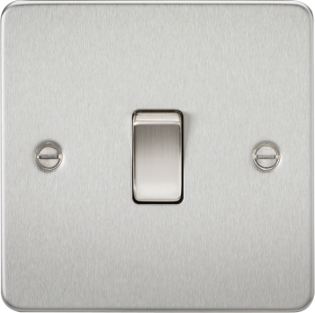 Knightsbridge Flat Plate Brushed Chrome 20 Amp 1 Gang DP Switch