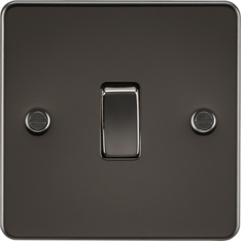 Knightsbridge Flat Plate Gunmetal 1 Gang 20A Double Pole Switch