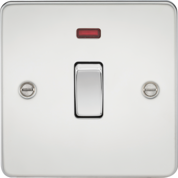 Knightsbridge Flat Plate Polished Chrome 20A 1 Gang DP Switch with Neon