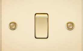 Knightsbridge Flat Plate Polished Brass 20 Amp 1 Gang DP Switch