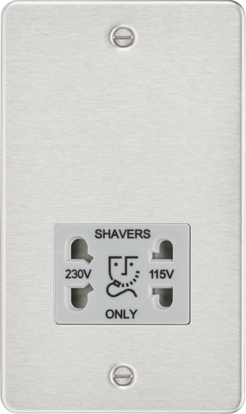 Knightsbridge Rounded Edge Brushed Chrome 115/230V Dual Voltage Shaver Socket