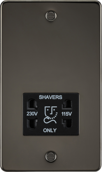 Knightsbridge Flat Plate Gunmetal 115/230V Dual Voltage Shaver Socket