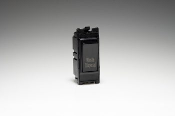 Varilight Power Grid Black Modules 20A 1-Way Double Pole Switch 'Waste Disposal'