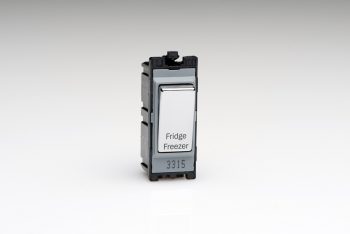 Varilight PowerGrid Engraved Polished Chrome 20A 1-Way Double Pole Switch 'Fridge Freezer'