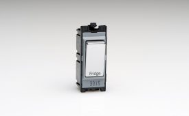 Varilight PowerGrid Engraved Polished Chrome 20A 1-Way Double Pole Switch 'Fridge'