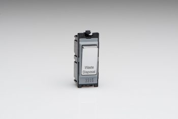 Varilight PowerGrid Engraved Polished Chrome 20A 1-Way Double Pole Switch 'Waste Disposal'