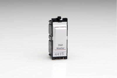 Varilight Power Grid White Modules 20A 1-Way Double Pole Switch 'Dishwasher'
