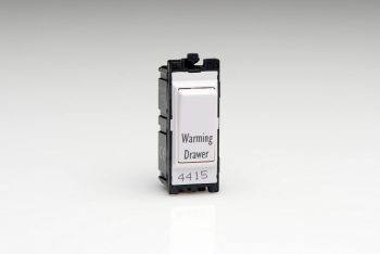 Varilight Power Grid White Modules 20A 1-Way Double Pole Switch 'Warming Drawer'