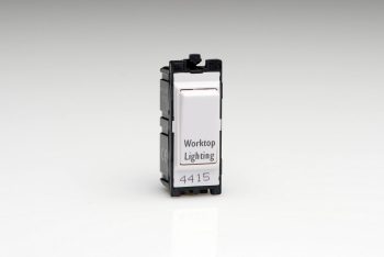 Varilight Power Grid White Modules 20A 1-Way Double Pole Switch 'Worktop Lighting'