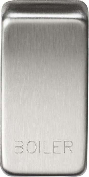 Knightsbridge Brushed Chrome Engraved Switch Cover marked "BOILER"