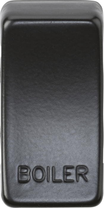 Knightsbridge Matt Black Engraved Switch Cover marked "BOILER"