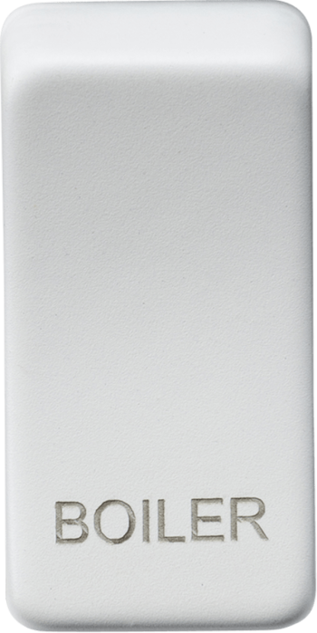 Knightsbridge Matt White Engraved Switch Cover marked "BOILER"