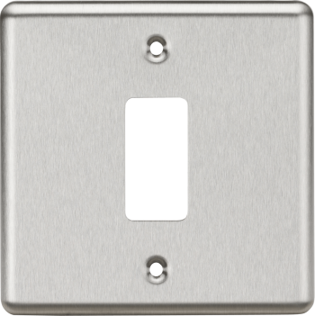 Knightsbridge Rounded Edge Brushed Chrome 1 Gang Grid Faceplate