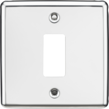 Knightsbridge Rounded Edge Polished Chrome 1 Gang Grid Faceplate