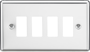 Knightsbridge Rounded Edge Polished Chrome 4 Gang Grid Faceplate