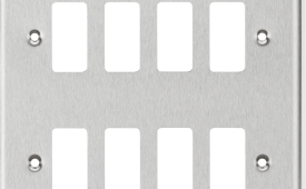 Knightsbridge Rounded Edge Brushed Chrome 8 Gang Grid Faceplate
