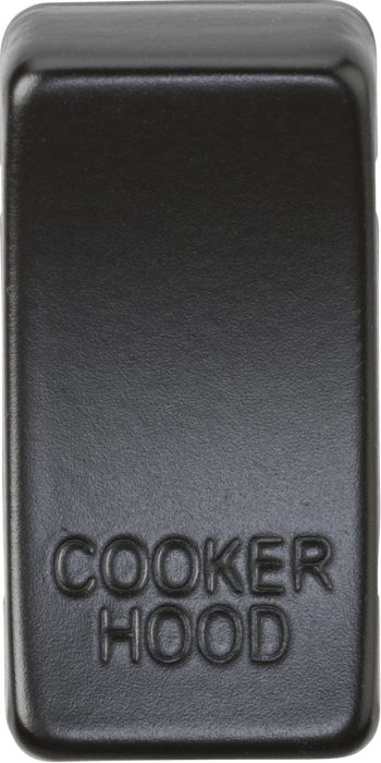 Knightsbridge Matt Black Engraved Switch Cover marked "COOKER HOOD"