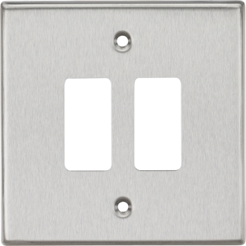 Knightsbridge Square Edge Polished Chrome 2 Gang Grid Faceplate