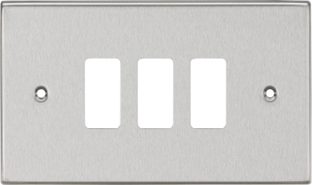 Knightsbridge Square Edge Polished Chrome 3 Gang Grid Faceplate