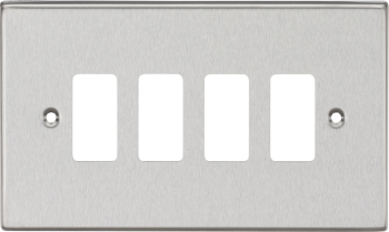 Knightsbridge Square Edge Polished Chrome 4 Gang Grid Faceplate
