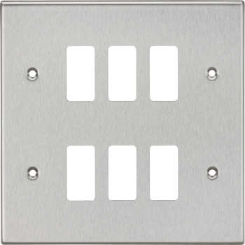 Knightsbridge Square Edge Polished Chrome 6 Gang Grid Faceplate