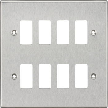 Knightsbridge Square Edge Polished Chrome 8 Gang Grid Faceplate