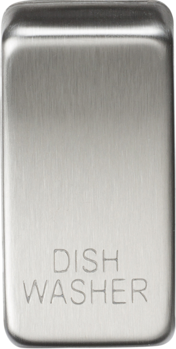 Knightsbridge Brushed Chrome Engraved Switch Cover marked "DISHWASHER"