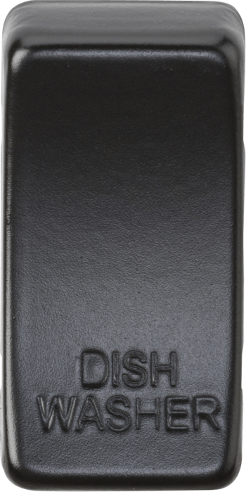Knightsbridge Matt Black Engraved Switch Cover marked "DISHWASHER"