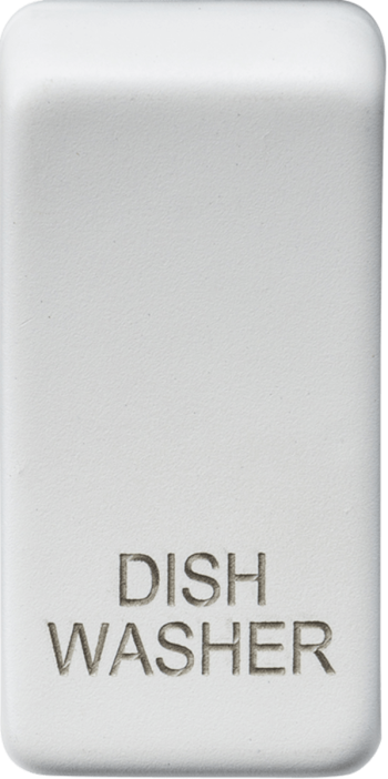 Knightsbridge Matt White Engraved Switch Cover marked "DISHWASHER"