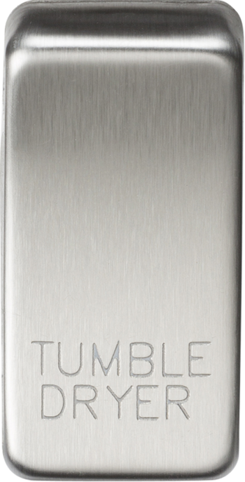 Knightsbridge Brushed Chrome Engraved Switch Cover marked "TUMBLE DRYER"