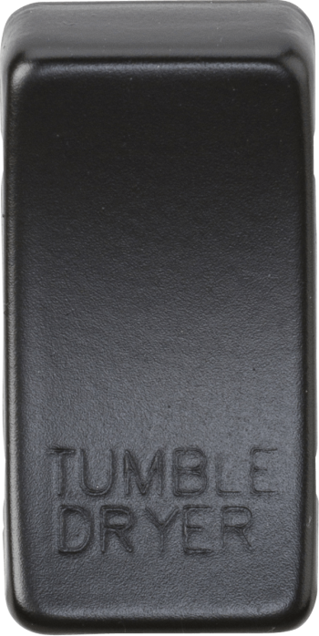Knightsbridge Matt Black Engraved Switch Cover marked "TUMBLE DRYER"