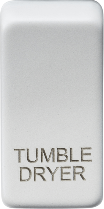 Knightsbridge Matt White Engraved Switch Cover marked "TUMBLE DRYER"