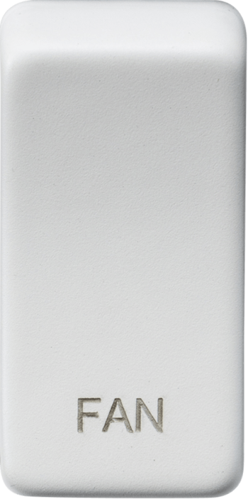 Knigthsbridge Matt White Engraved Switch Cover marked "FAN"
