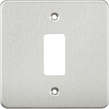 Knightsbridge Flat Plate Brushed Chrome 1 Gang Grid Faceplate