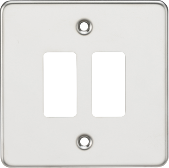 Knightsbridge Flat Plate Polished Chrome 2 Gang Grid Faceplate
