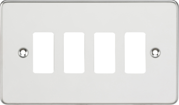 Knightsbridge Flat Plate Polished Chrome 4 Gang Grid Faceplate