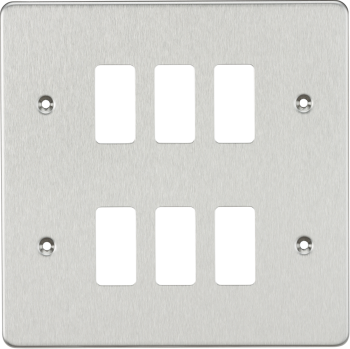 Knightsbridge Flat Plate Brushed Chrome 6 Gang Grid Faceplate