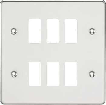 Knightsbridge Flat Plate Polished Chrome 6 Gang Grid Faceplate