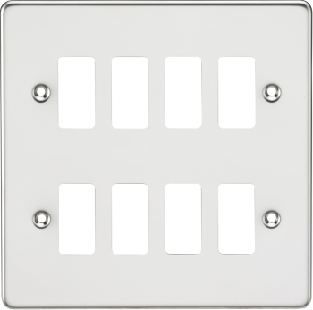 Knightsbridge Flat Plate Polished Chrome 8 Gang Grid Faceplate