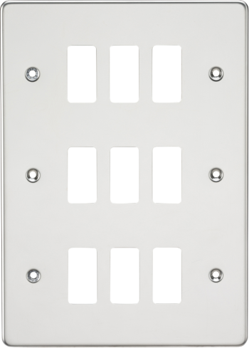 Knightsbridge Flat Plate Polished Chrome 9 Gang Grid Faceplate
