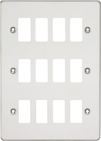 Knightsbridge Flat Plate Polished Chrome 12 Gang Grid Faceplate