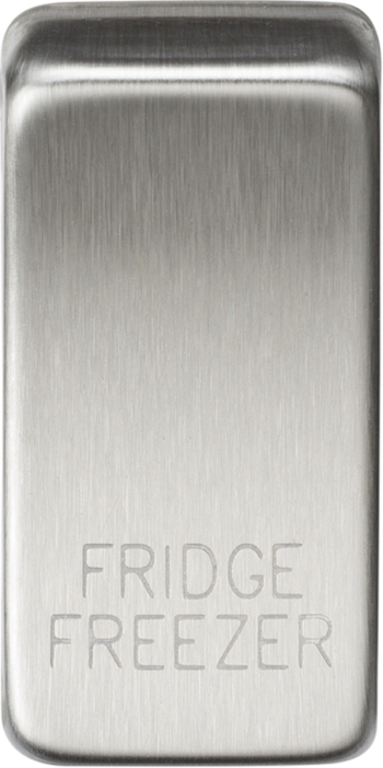 Knightsbridge Brushed Chrome Engraved Switch Cover marked "FRIDGE/FREEZER"