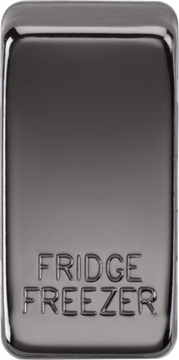 Knightsbridge Black Nickel Engraved Switch Cover marked "FRIDGE FREEZER"