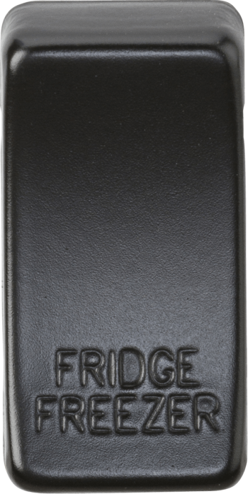 Knightsbridge Matt Black Engraved Switch Cover marked "FRIDGE FREEZER"