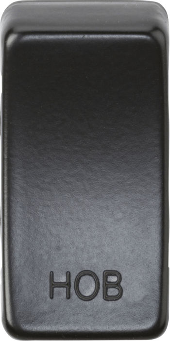 Knightsbridge Matt Black Engraved Switch Cover marked "HOB"