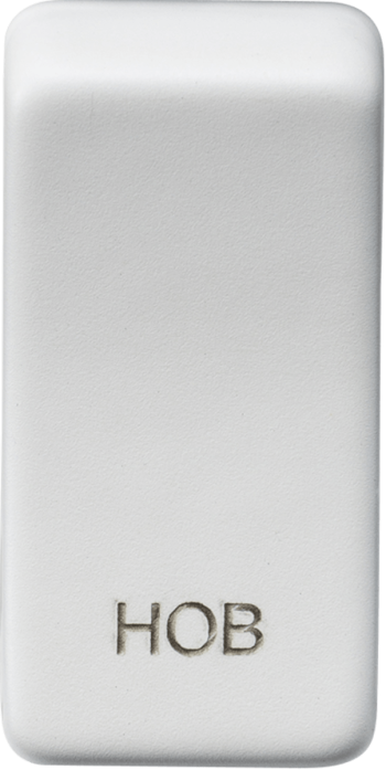 Knightsbridge Matt White Engraved Switch Cover marked "HOB"