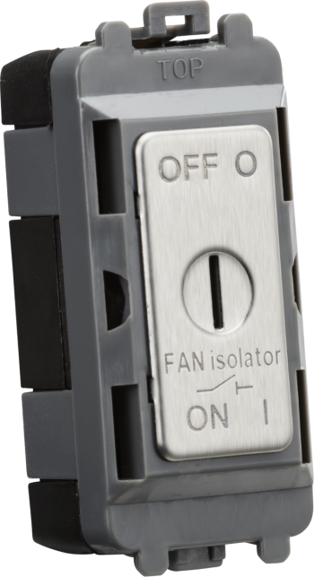 Knightsbridge Brushed Chrome 10A Fan Isolator Key Switch Module