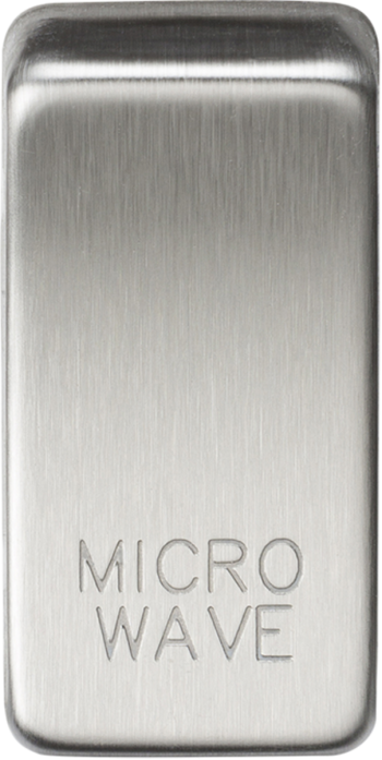 Knightsbridge Brushed Chrome Engraved Switch Cover marked "MICROWAVE"
